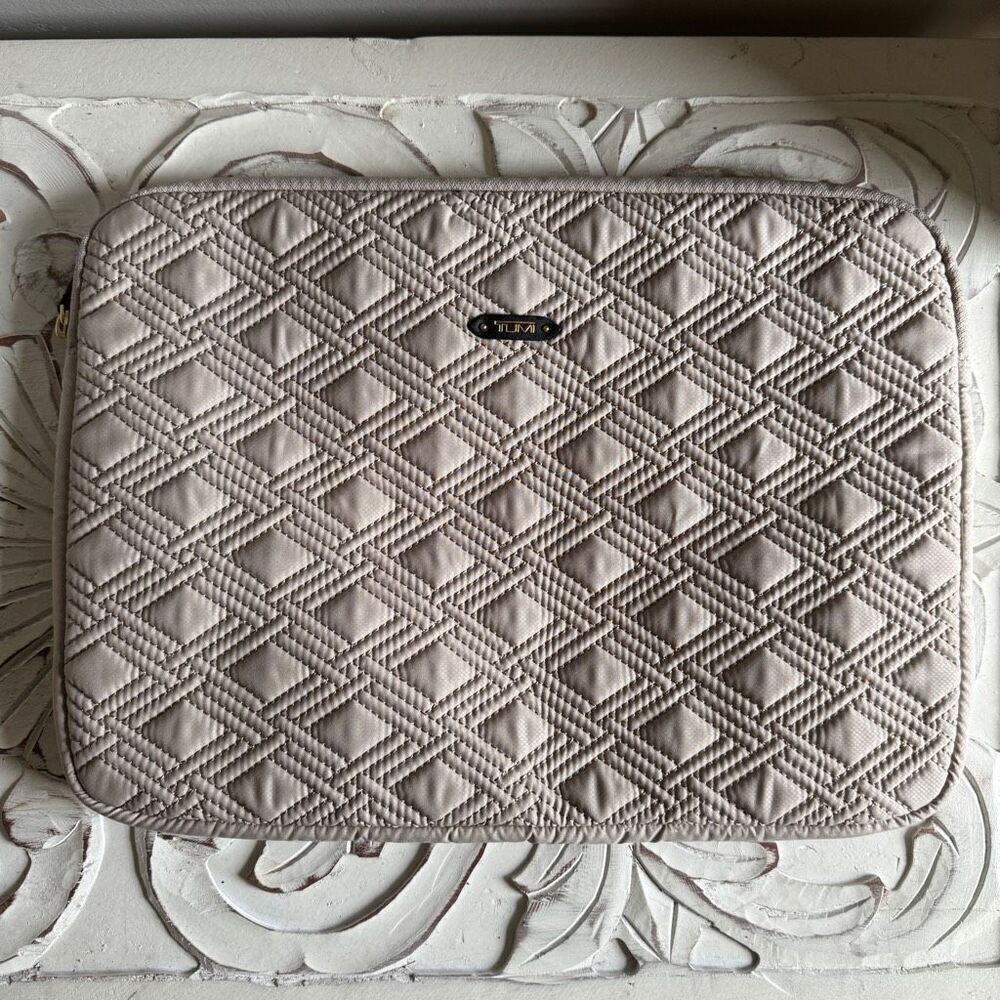 Tumi Quilted Laptop Sleeve in Light Beige